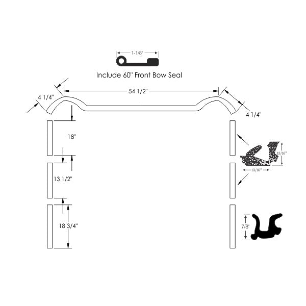 Convertible Roof Rail Weatherstrip Set