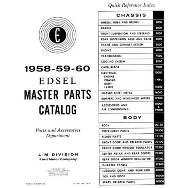 Edsel Master Parts List (Reprint)