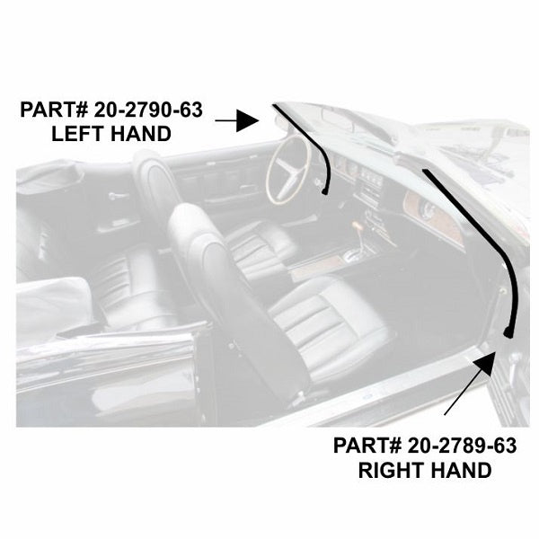 Convertible A-Pillar Post Weatherstrip, Left Hand