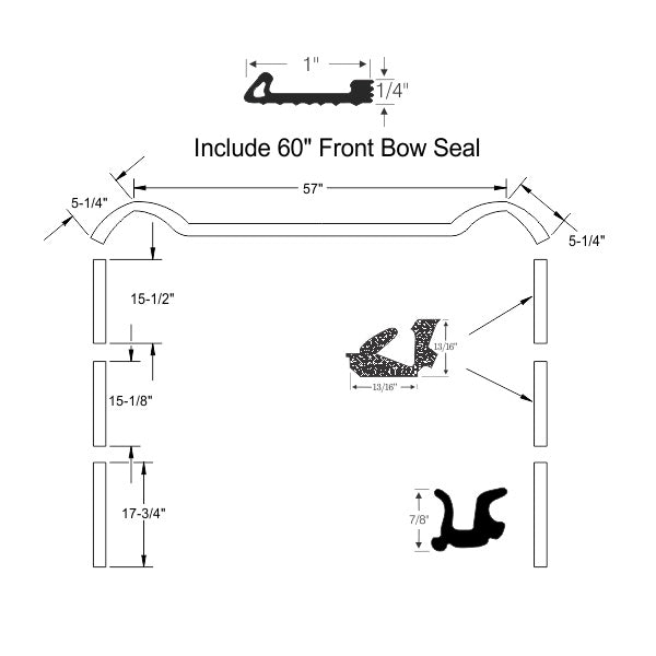 Convertible Roof Rail Weatherstrip Set