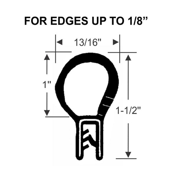 1" Top Bulb Push-On Weatherstrip - 25ft