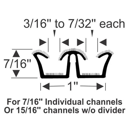 Flexible Flocked Double U-Channel 96"