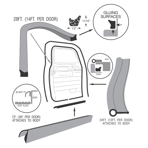 Front Door Weatherstrip Set
