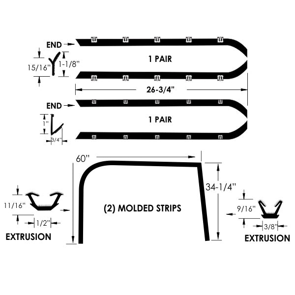 Side Window Felt Beltline and Run Channel Set