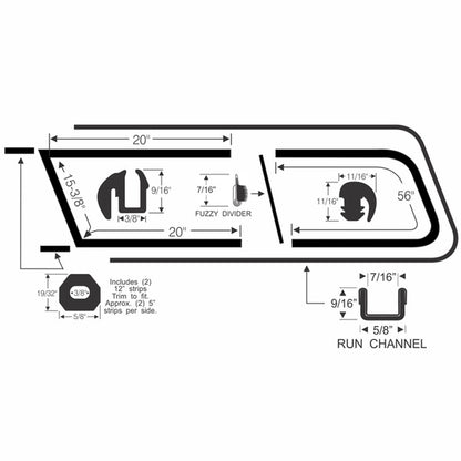 Rear Sliding Quarter Window Glass Kit