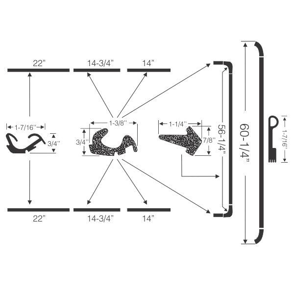 Convertible Roof Rail Weatherstrip Set