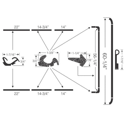Convertible Roof Rail Weatherstrip Set