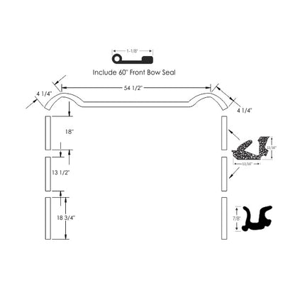 Convertible Roof Rail Weatherstrip Set