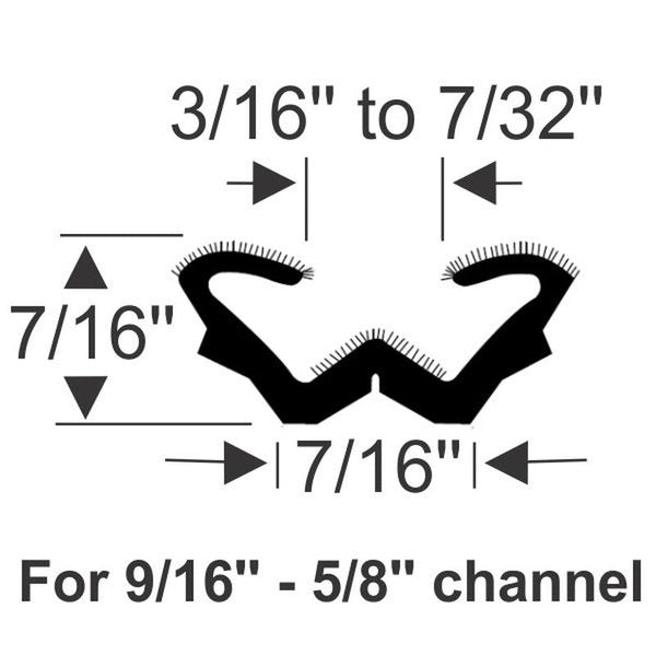 7/16” Unbeaded Rubber U-Channel