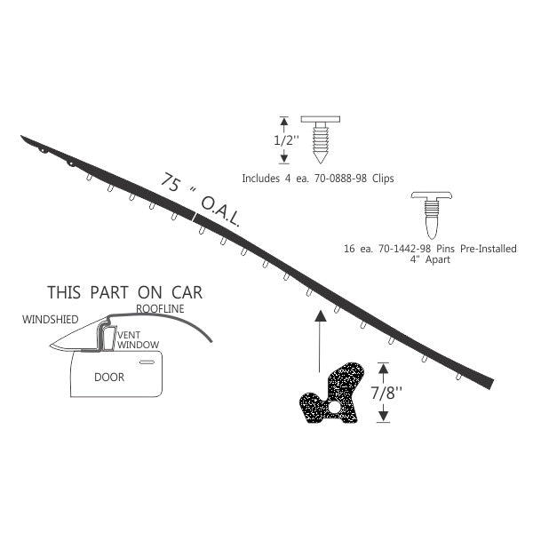 Hardtop Roof Rail Weatherstrips