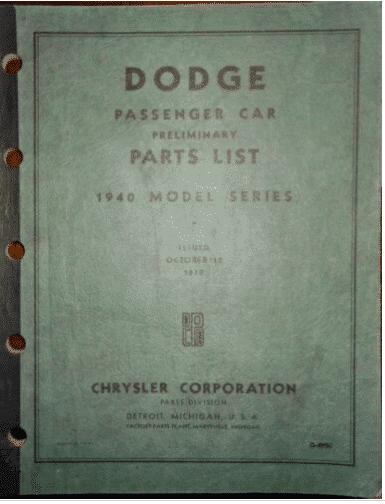 Factory Parts Catalog for 1940 Dodge | Literature