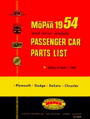 Factory Parts Catalog | 1954 Dodge Chrysler DeSoto Plymouth