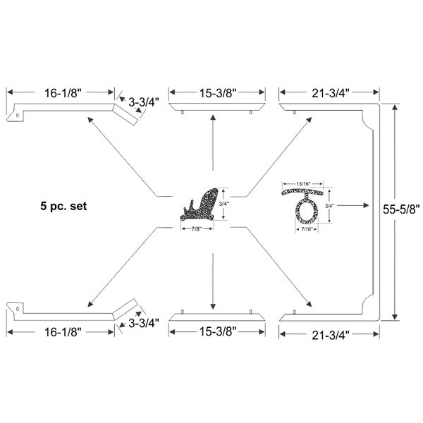 Convertible Roof Rail Weatherstrip Set