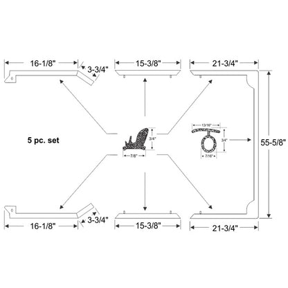 Convertible Roof Rail Weatherstrip Set