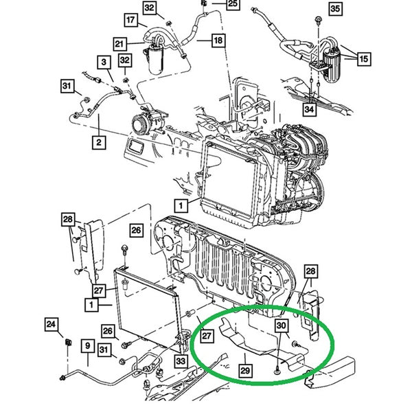 Lower Radiator Filler Strip - w/Clips