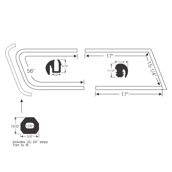 Front Sliding Quarter Window Weatherstrips