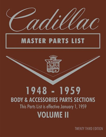 Cadillac Master Parts List 1948 - 1959 (Reprint)
