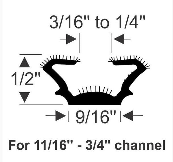 9/16" Unbeaded Rubber U-Channel