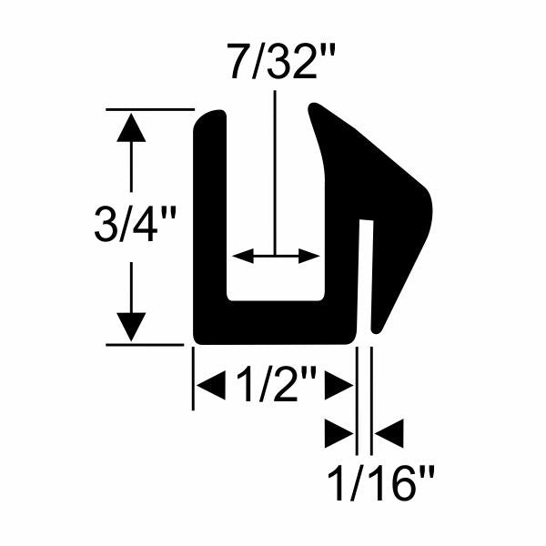 Windshield Gasket for V-Butted Glass - No Center Bar