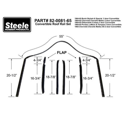 Convertible Roof Rail Weatherstrip Set