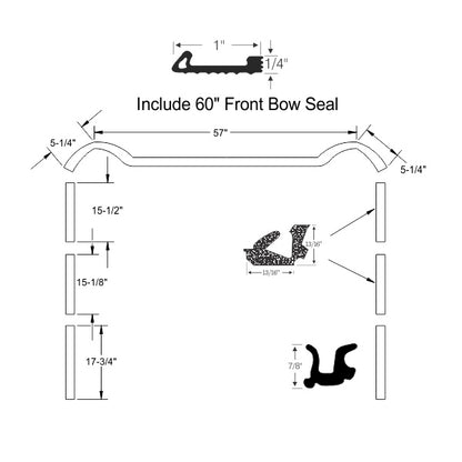 Convertible Roof Rail Weatherstrip Set